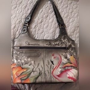 Anuschka flamingo leather purse